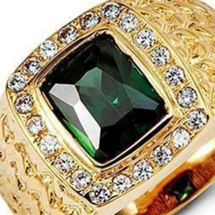 Men's Elite Emerald Gold Ring RGM1316 | Luxe Elegance