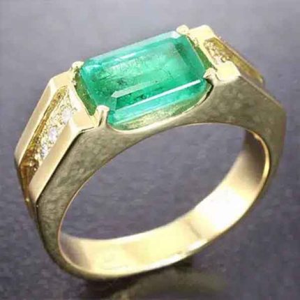 Men's Authentic Emerald Gold Ring 02 | Luxe Elegance