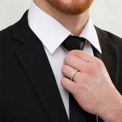 Men's Minimal Diamond Gold Ring WRGM1307 | Luxe Elegance