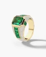 18K gold ring with vibrant red ruby and brilliant-cut white diamonds