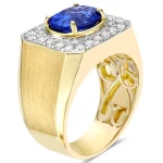 Men’s Sapphire Ring Gold with Blue Sapphire Center Stone - Side View