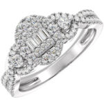 Women's baguette wedding ring, white gold jewelry, baguette-cut diamond and brilliant: Code RDF1157