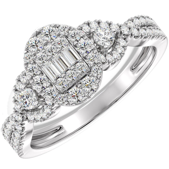 Women's baguette wedding ring, white gold jewelry, baguette-cut diamond and brilliant: Code RDF1157 - Image 1