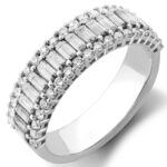Women's gold wedding ring, eternity design, baguette cut diamond and brilliant ring, 18k white gold: Code RDF1162 - Image 2
