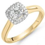 New Diamond Wedding Ring, Brilliant Cut Diamond Jewelry and Yellow Gold, Cascade Design: Code RDF1165