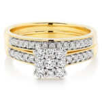 Women's wedding ring and back, yellow gold, diamond cut, brilliant cut, cluster design, flower model: code RDF1153 - Image 2