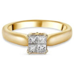 Princess cut women's gold ring, minimalist design, wedding jewelry with white princess cut diamonds, code: RDF1156 - Image 2