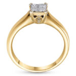 Princess cut women's gold ring, minimalist design, wedding jewelry with white princess cut diamonds, code: RDF1156 - Image 3