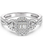 Women's baguette wedding ring, white gold jewelry, baguette-cut diamond and brilliant: Code RDF1157 - Image 2