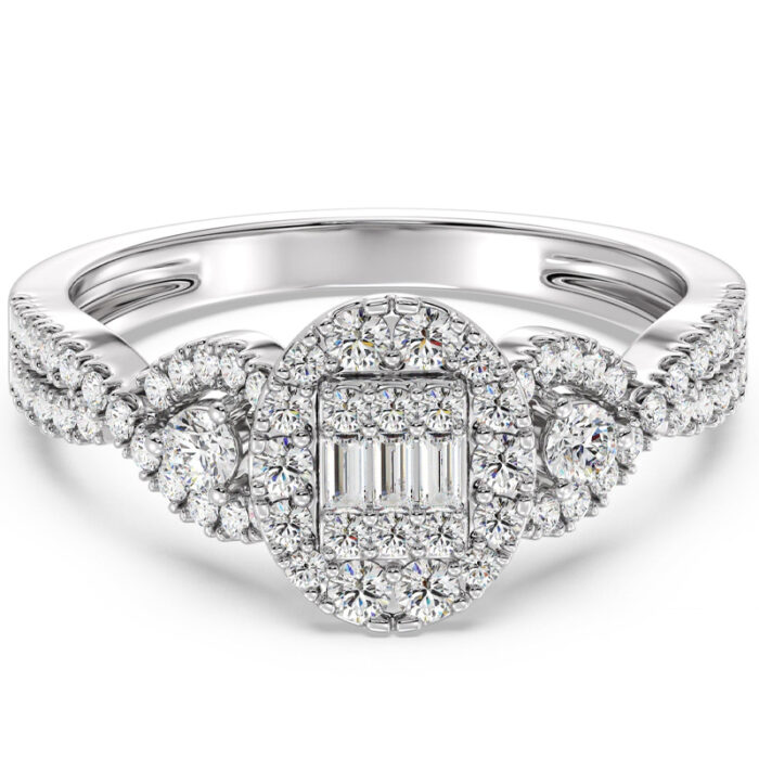 Women's baguette wedding ring, white gold jewelry, baguette-cut diamond and brilliant: Code RDF1157 - Image 2