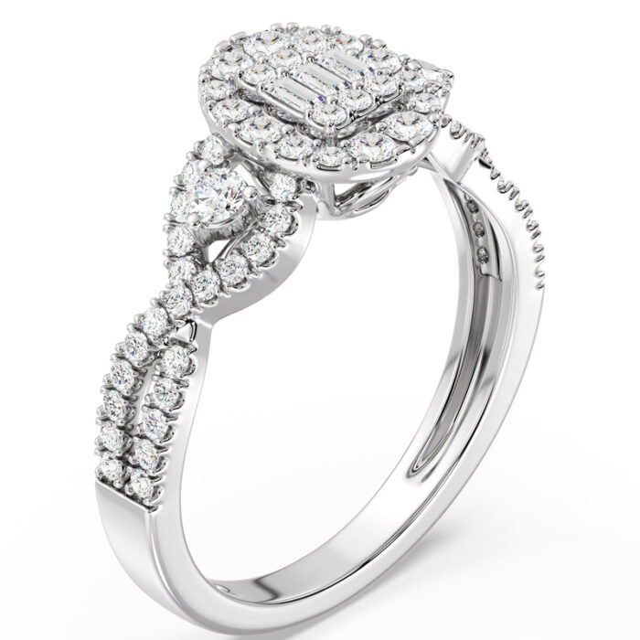 Women's baguette wedding ring, white gold jewelry, baguette-cut diamond and brilliant: Code RDF1157 - Image 4