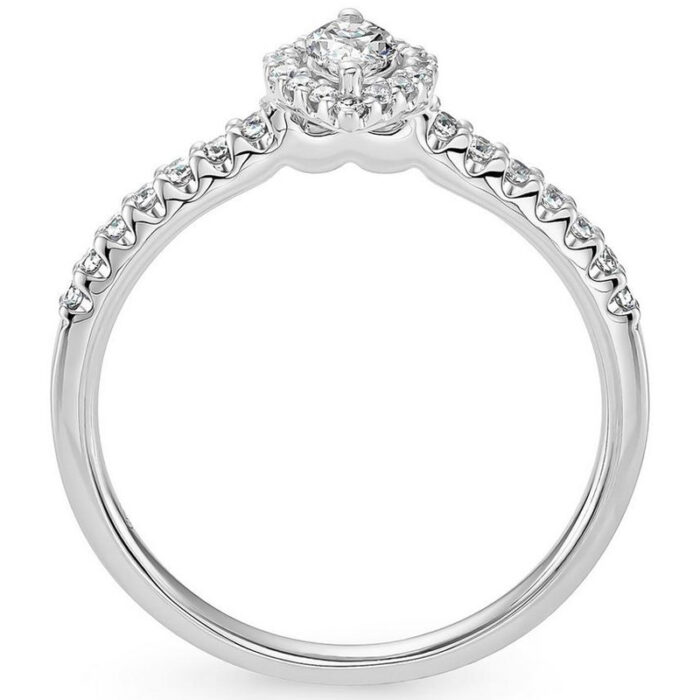 Women's wedding ring with marquise cut diamond and brilliant cut diamonds, 18k white gold, new design, code RDF1159 - Image 3