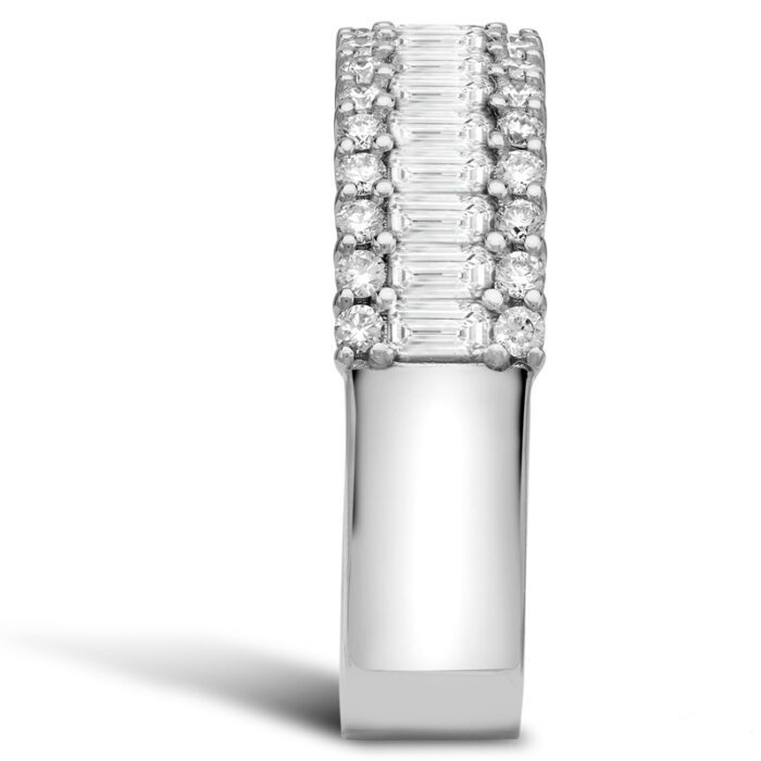 Women's gold wedding ring, eternity design, baguette cut diamond and brilliant ring, 18k white gold: Code RDF1162 - Image 4