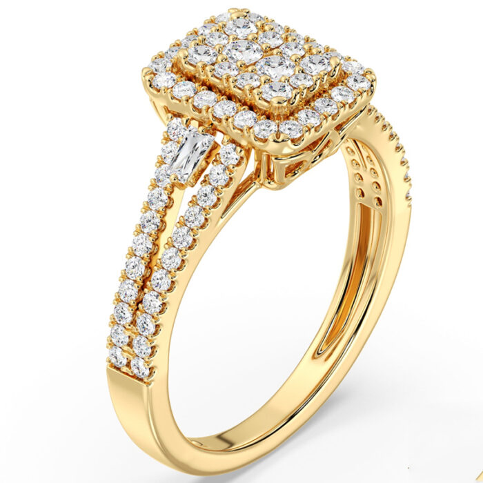 Women's diamond wedding ring, all-jewelry, special design, emerald and 18k yellow gold: Code RDF1163 - Image 4