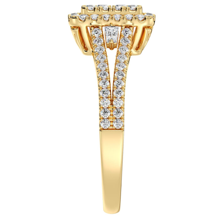 Women's diamond wedding ring, all-jewelry, special design, emerald and 18k yellow gold: Code RDF1163 - Image 2