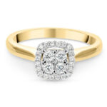 New Diamond Wedding Ring, Brilliant Cut Diamond Jewelry and Yellow Gold, Cascade Design: Code RDF1165 - Image 2