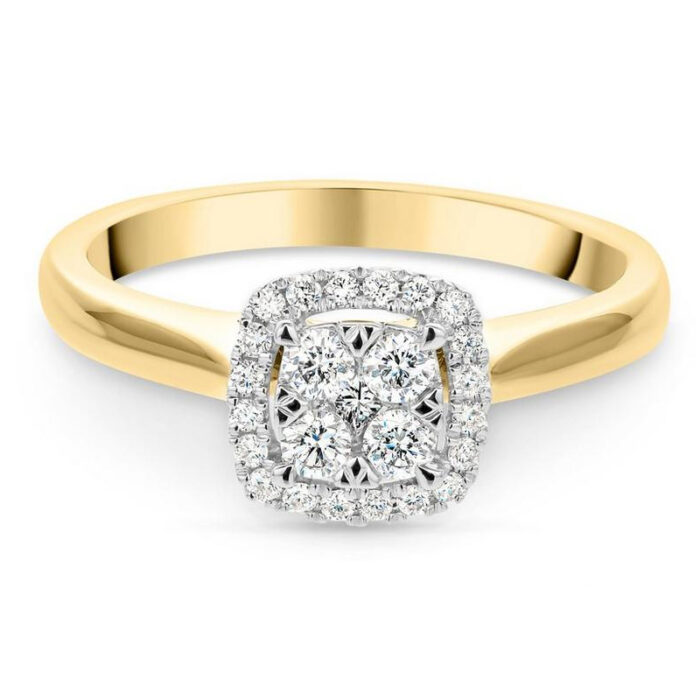 New Diamond Wedding Ring, Brilliant Cut Diamond Jewelry and Yellow Gold, Cascade Design: Code RDF1165 - Image 2