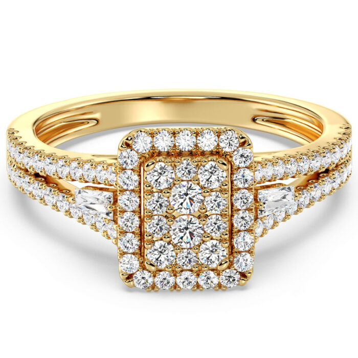 Women's diamond wedding ring, all-jewelry, special design, emerald and 18k yellow gold: Code RDF1163 - Image 3