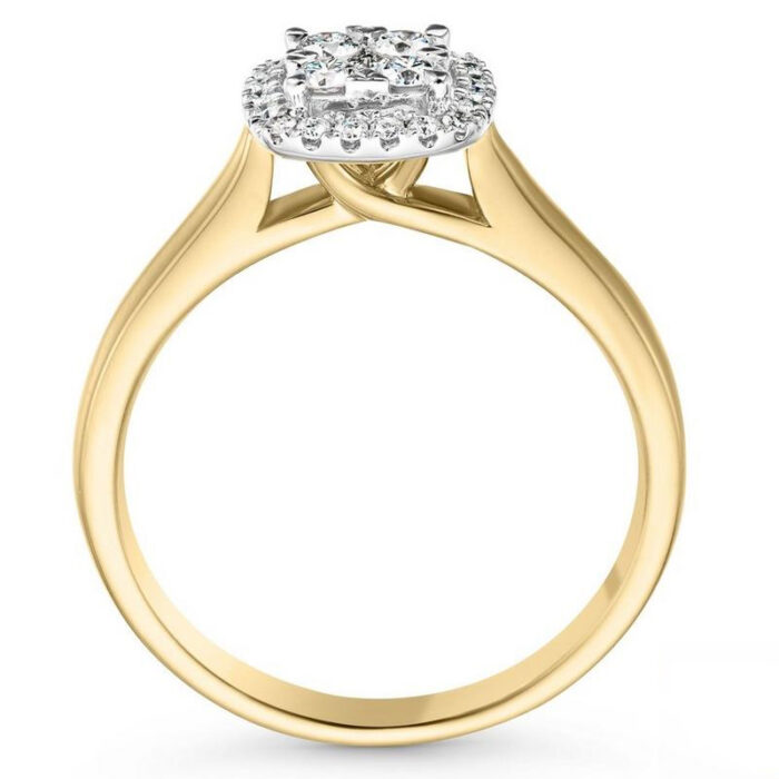 New Diamond Wedding Ring, Brilliant Cut Diamond Jewelry and Yellow Gold, Cascade Design: Code RDF1165 - Image 3