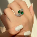 women’s emerald marquise white gold ring