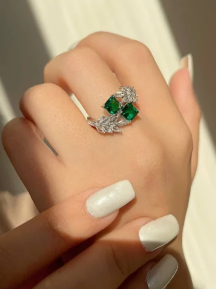 women’s emerald marquise white gold ring