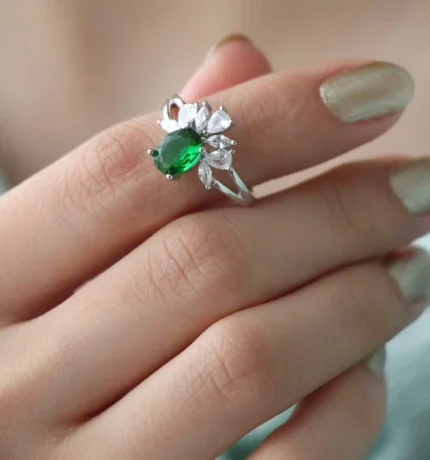 Luxury Gold Jewelry Ring – Code 10035 with Ruby and Emerald