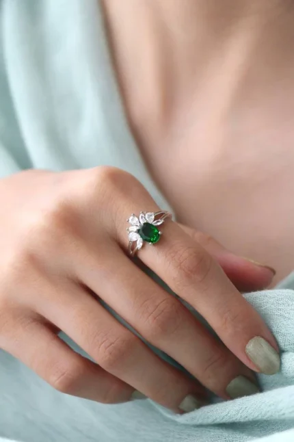 Luxury Gold Jewelry Ring – Code 10035 with Ruby and Emerald