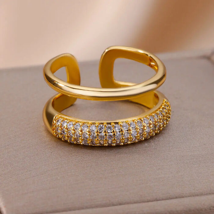 Women's gold ring, with diamond and 18-karat gold - white gold and yellow gold - 2024 fashion - Image 3