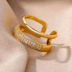 Women's gold ring, with diamond and 18-karat gold - white gold and yellow gold - 2024 fashion - Image 2