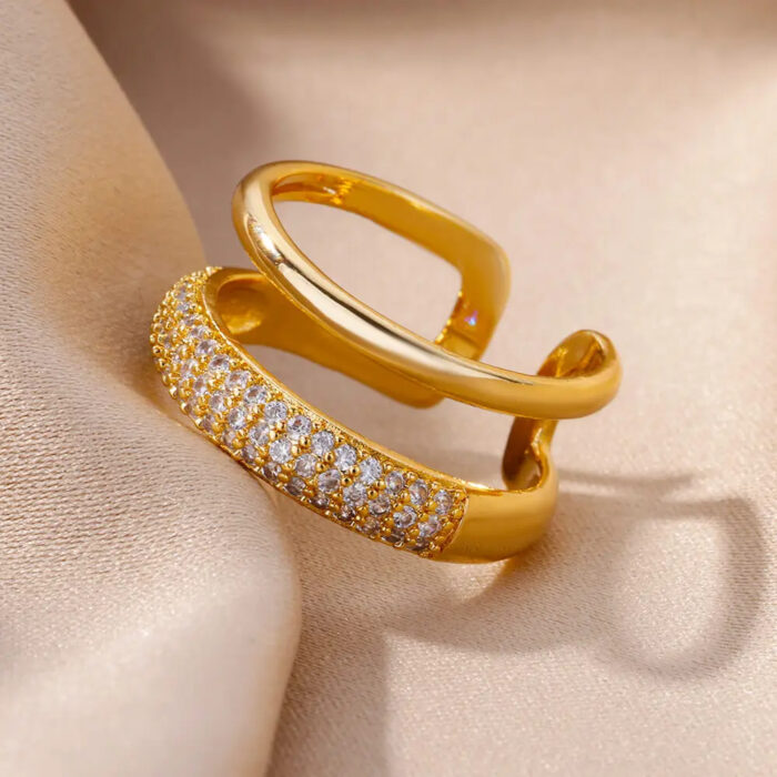 Women's gold ring, with diamond and 18-karat gold - white gold and yellow gold - 2024 fashion - Image 2