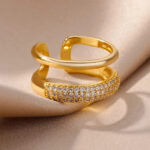 Women's gold ring, with diamond and 18-karat gold - white gold and yellow gold - 2024 fashion