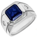 Men’s Sapphire Rings 18K white gold with blue sapphire and brilliant-cut diamonds model