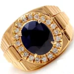 Luxury Men’s Rolex Rings 18K yellow gold with blue sapphire & brilliant-cut diamonds RGM1660