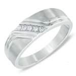 18k men’s diamond ring white gold five-stone front view