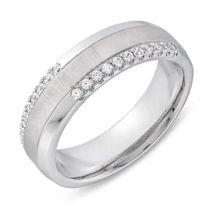 men’s white gold diamond band side angle