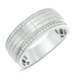 Men’s 18K White Gold Wedding Ring with Brilliant-Cut Diamonds – Model WRGM1304