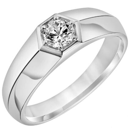 Men’s Solitaire Diamond Ring in 18K White Gold – Model WRGM1308