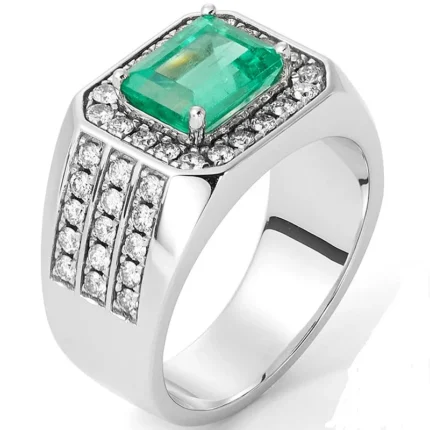 n’s Emerald Ring 18K white gold brilliant-cut diamond model RGM17198