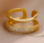 Women's gold ring, with diamond and 18-karat gold - white gold and yellow gold - 2024 fashion - Image 7