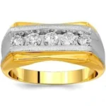 wo tone men’s ring WRGM1278 with brilliant diamond