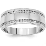 luxury white gold ring with brilliant diamond for men