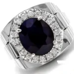 Men’s Sapphire Rings 18K white gold with blue sapphire and brilliant-cut diamonds model