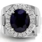 Men’s Sapphire Rings 18K white gold with blue sapphire and brilliant-cut diamonds model