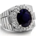 Men’s Sapphire Rings 18K white gold with blue sapphire and brilliant-cut diamonds model