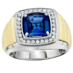 Men’s Sapphire Rings 18K white gold with blue sapphire and brilliant-cut diamonds model