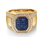 Side view of 18K white gold Men’s Sapphire Rings with sapphire and diamonds RGM1688