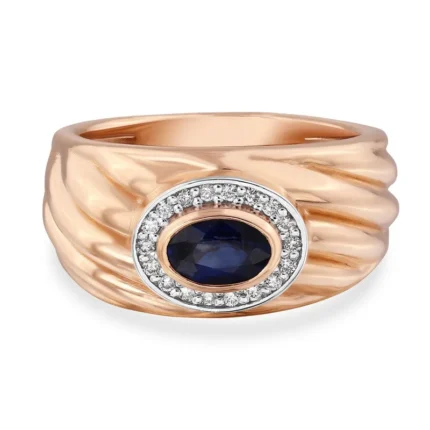 Men’s Ruby Rings 18K rose gold with blue sapphire and brilliant-cut diamonds model RGM17174