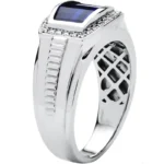 Ruby rings for men 18K white gold with blue sapphire and brilliant-cut diamonds model RGM17175