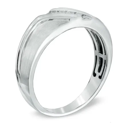 18k men’s diamond ring white gold five-stone front view