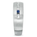 Men's 18K White Gold Ring with Sapphire and Brilliant-Cut Diamonds